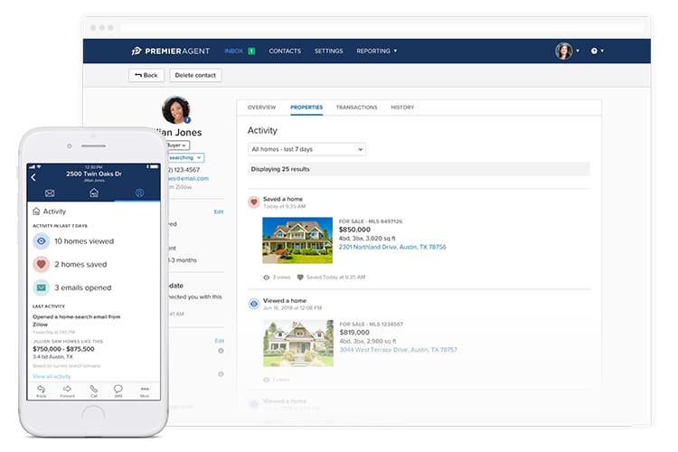 Zillow Premier Agent Desktop and Mobile interface