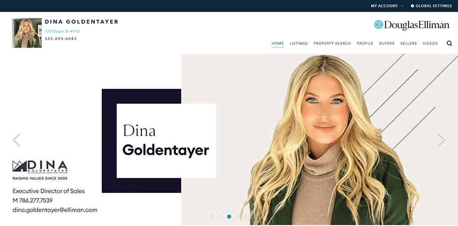 Dina Goldentayer website in desktop view