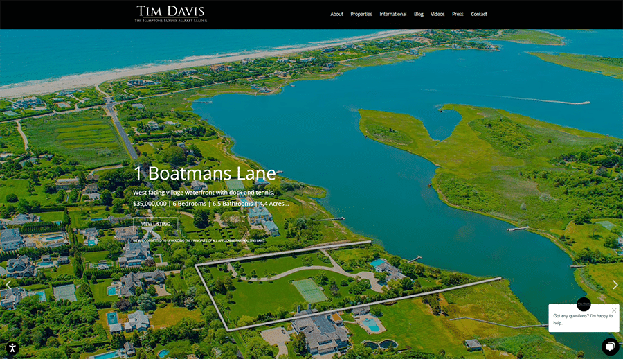 Tim Davis real estate website in desktop view